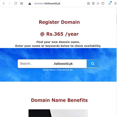 Domain Registration - Helloworld.PK